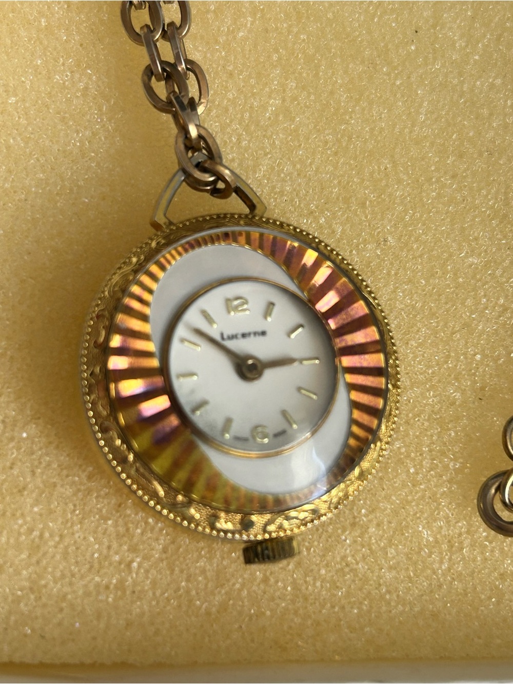 4/$100 Gold-Tone Iridescent Pendant Watch Necklace